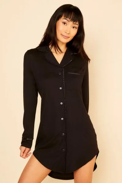Bella Sleep Shirt - Black/Black -