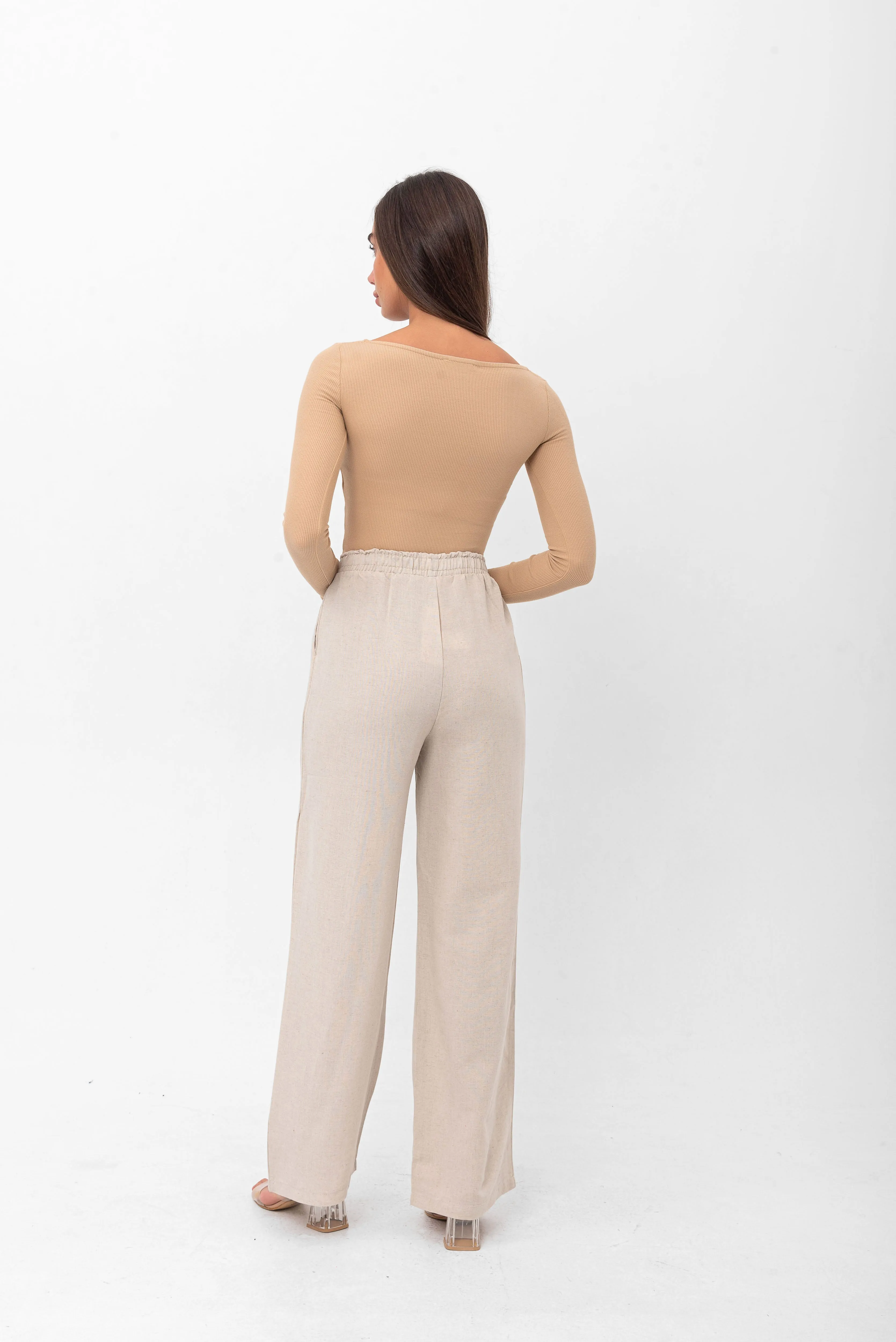 Belle Long-Sleeve Illusion Top - Beige