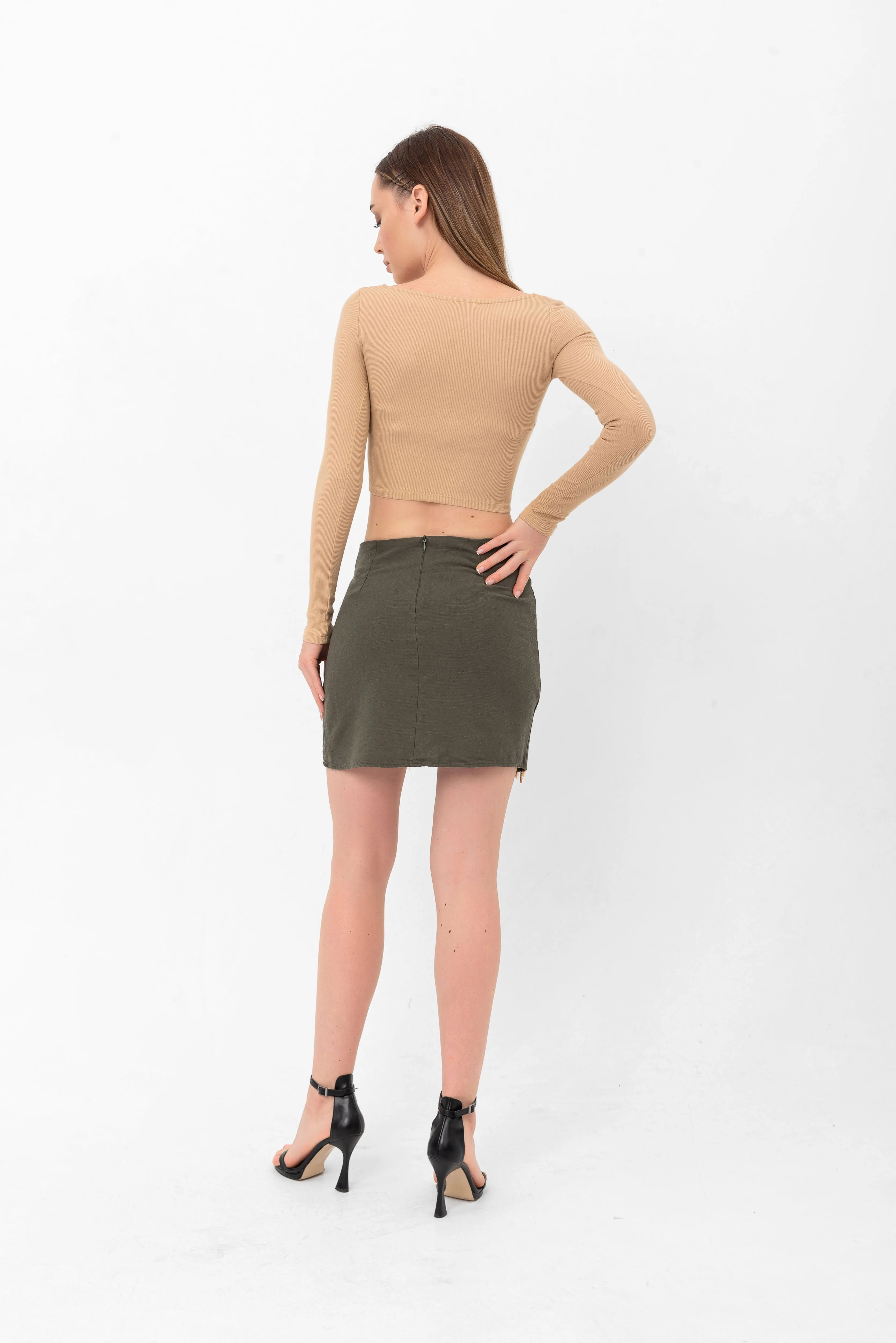 Belle Long-Sleeve Illusion Top - Beige
