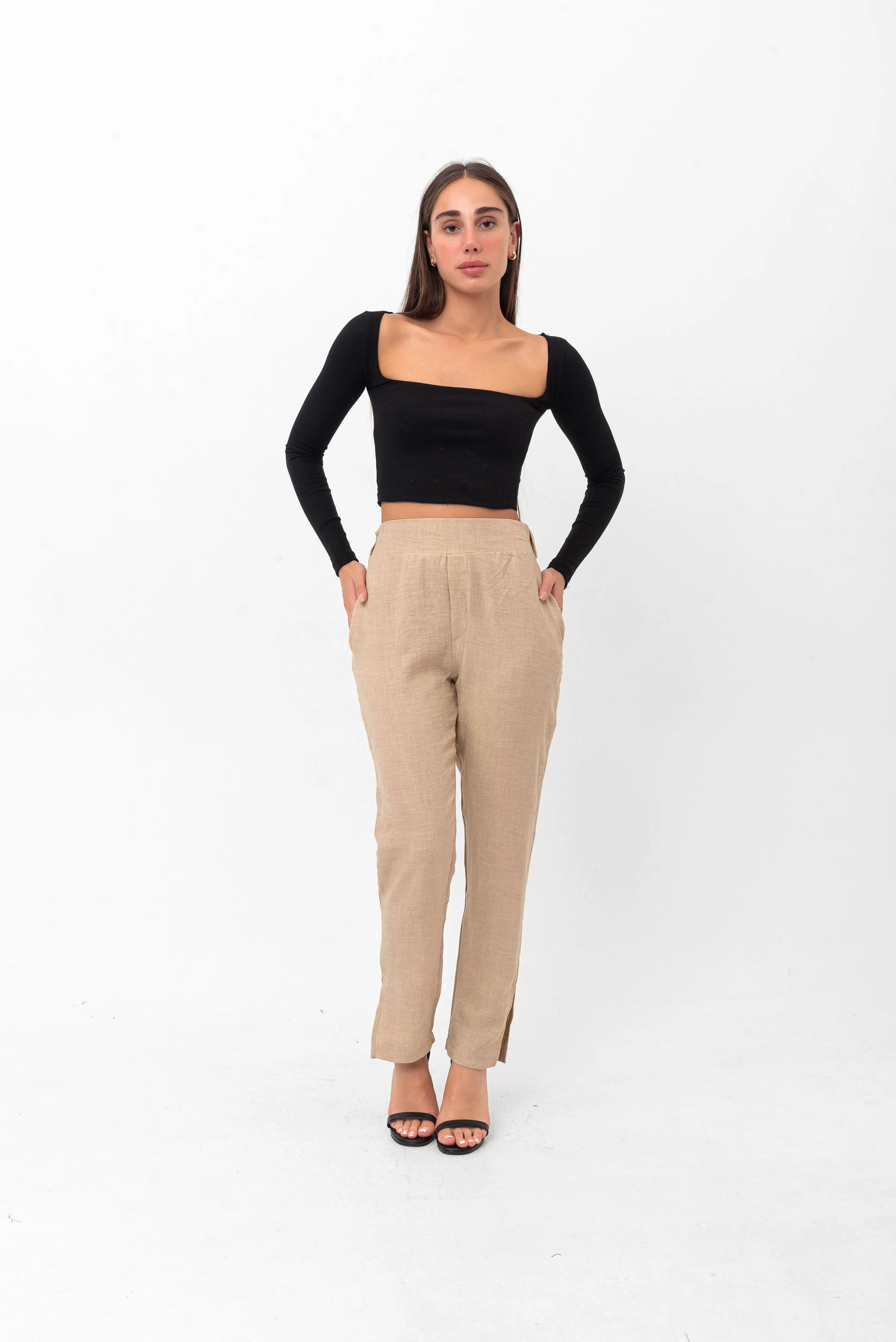 Belle Long-Sleeve Illusion Top - Black