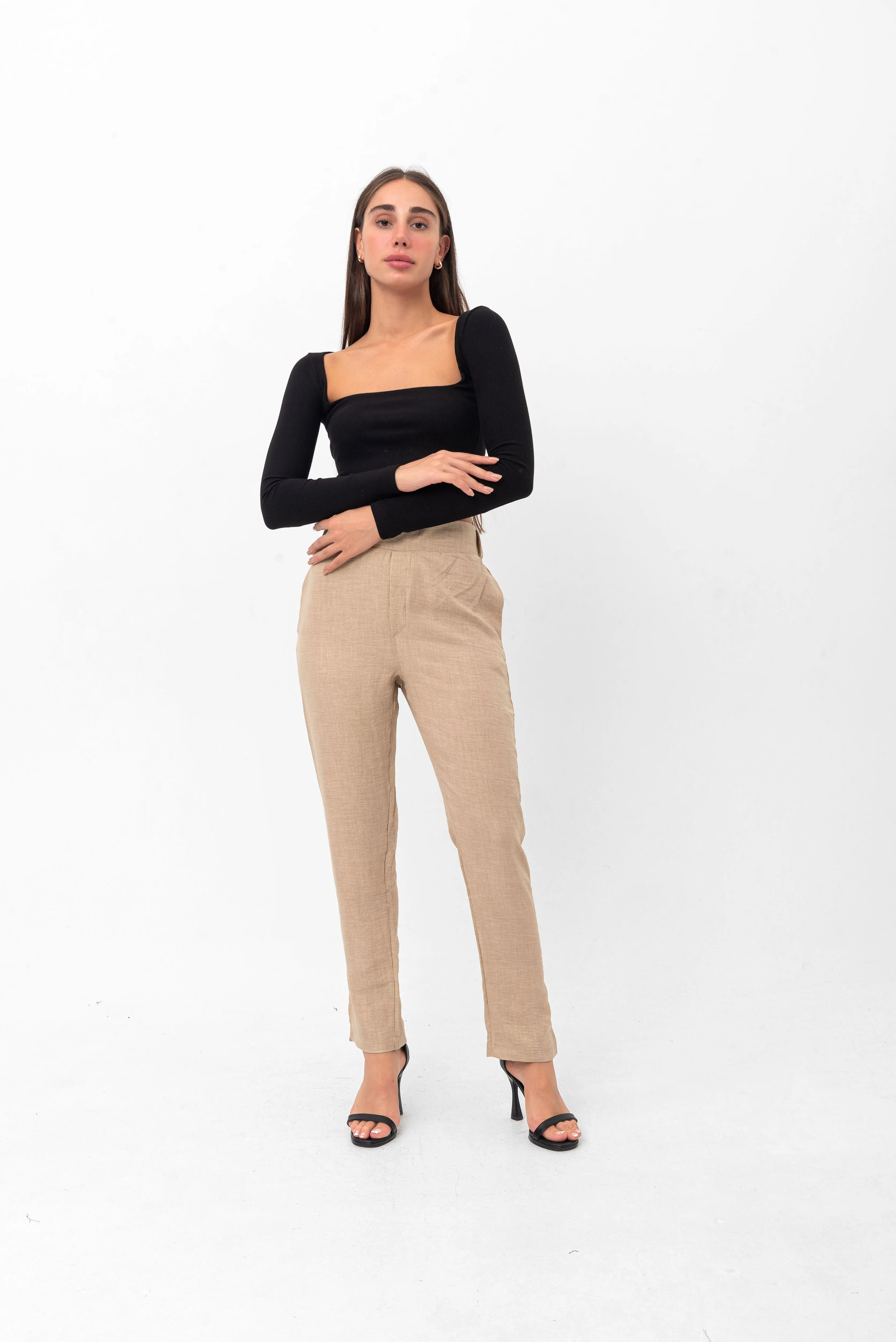 Belle Long-Sleeve Illusion Top - Black