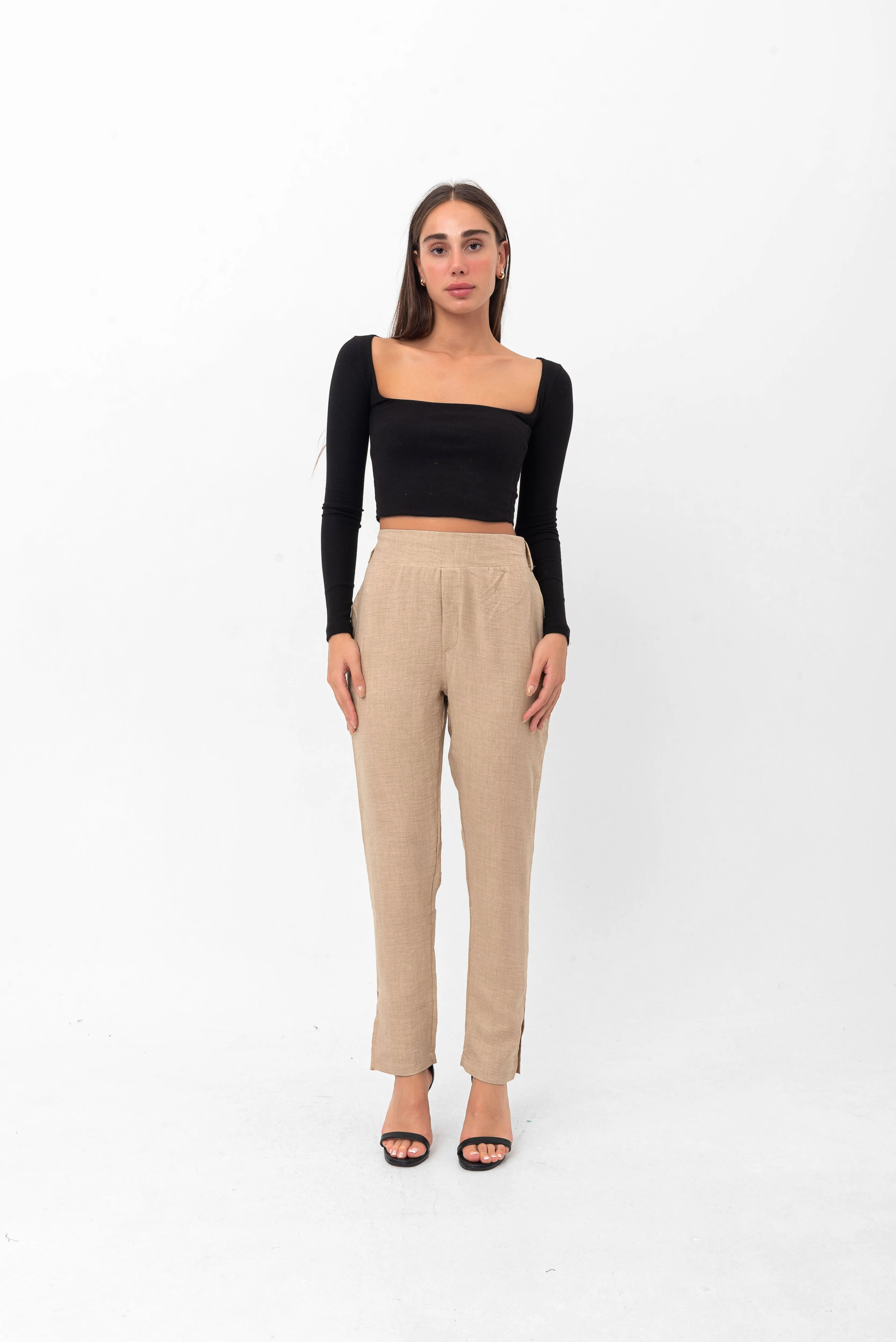 Belle Long-Sleeve Illusion Top - Black
