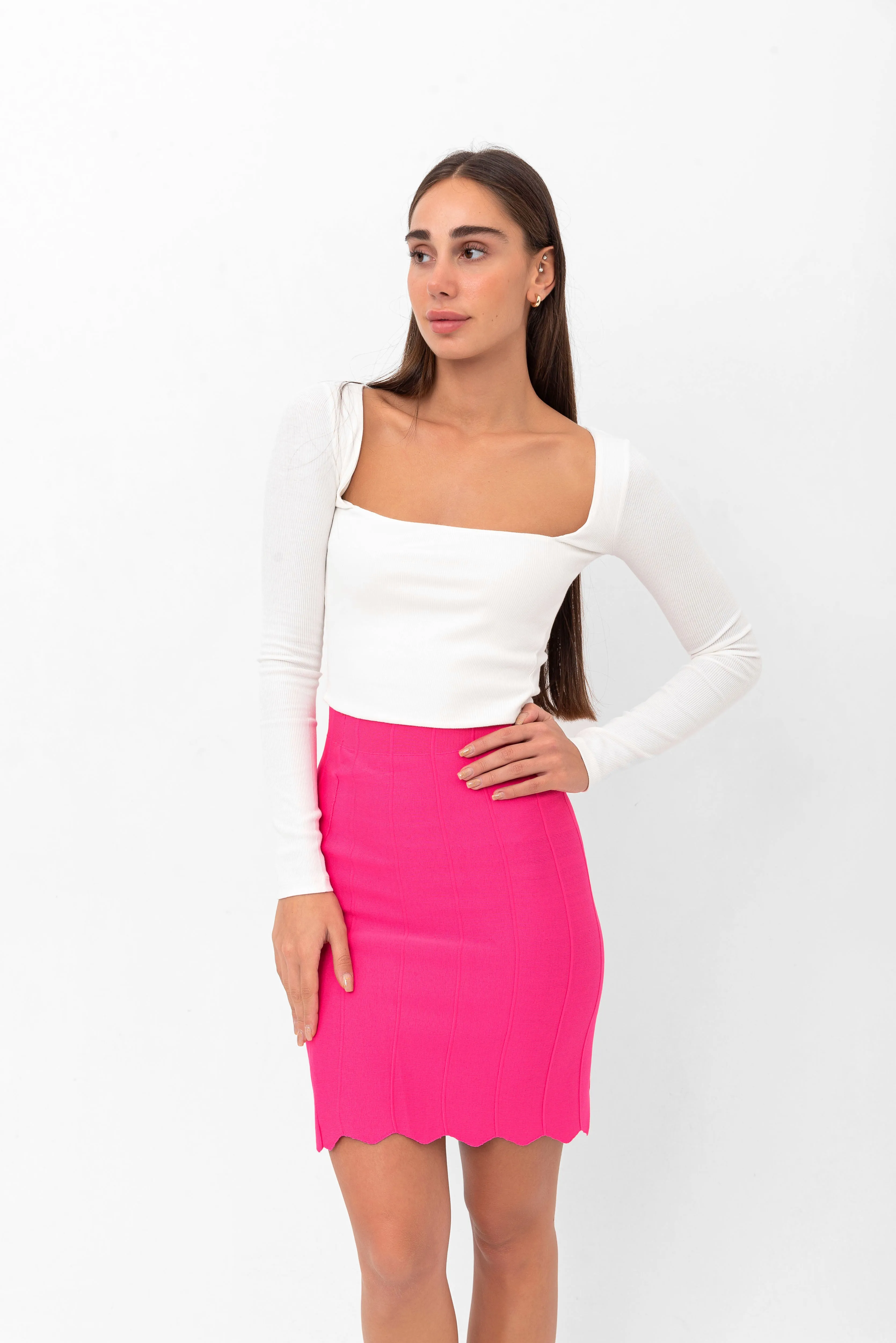 Belle Long-Sleeve Illusion Top - White