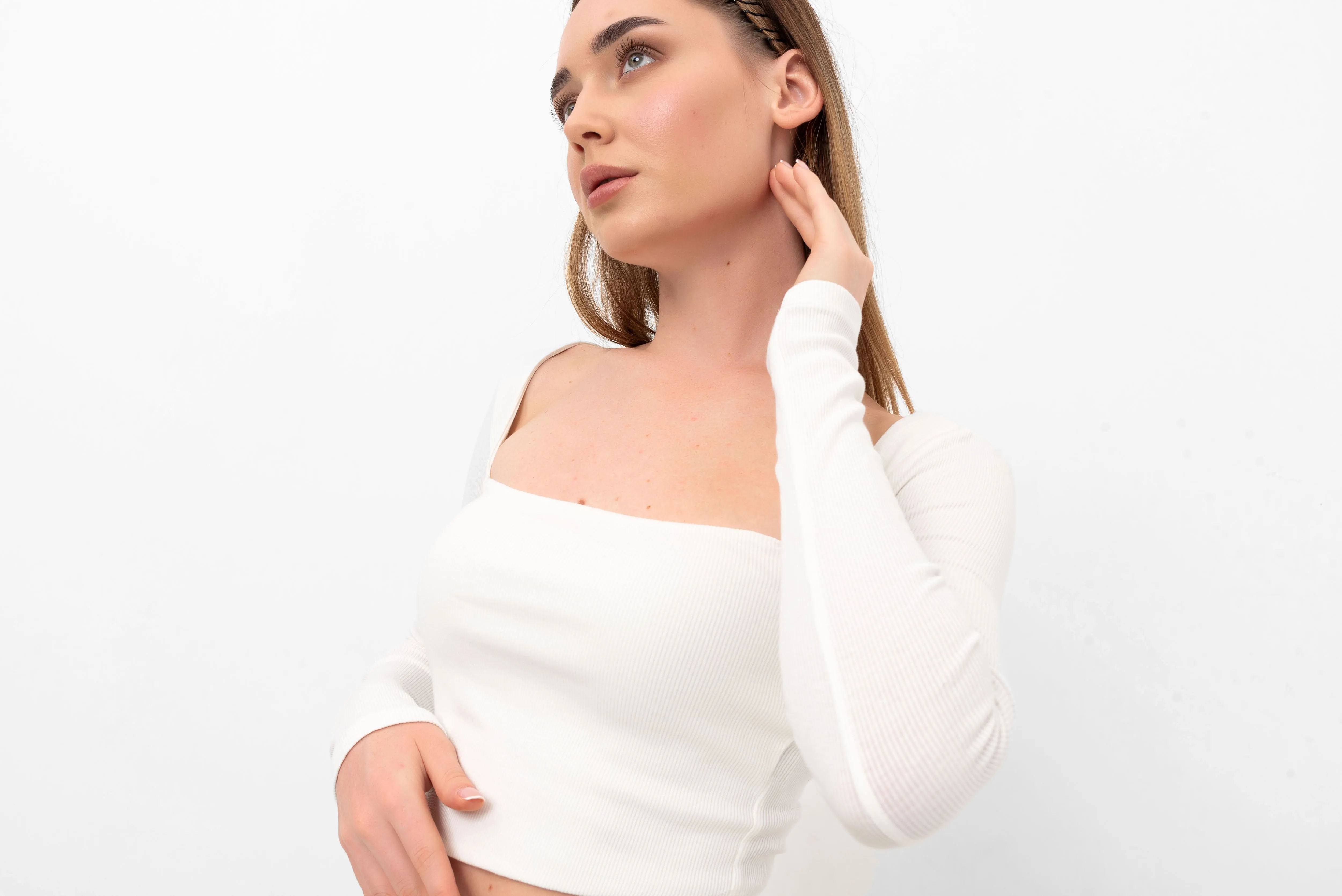 Belle Long-Sleeve Illusion Top - White