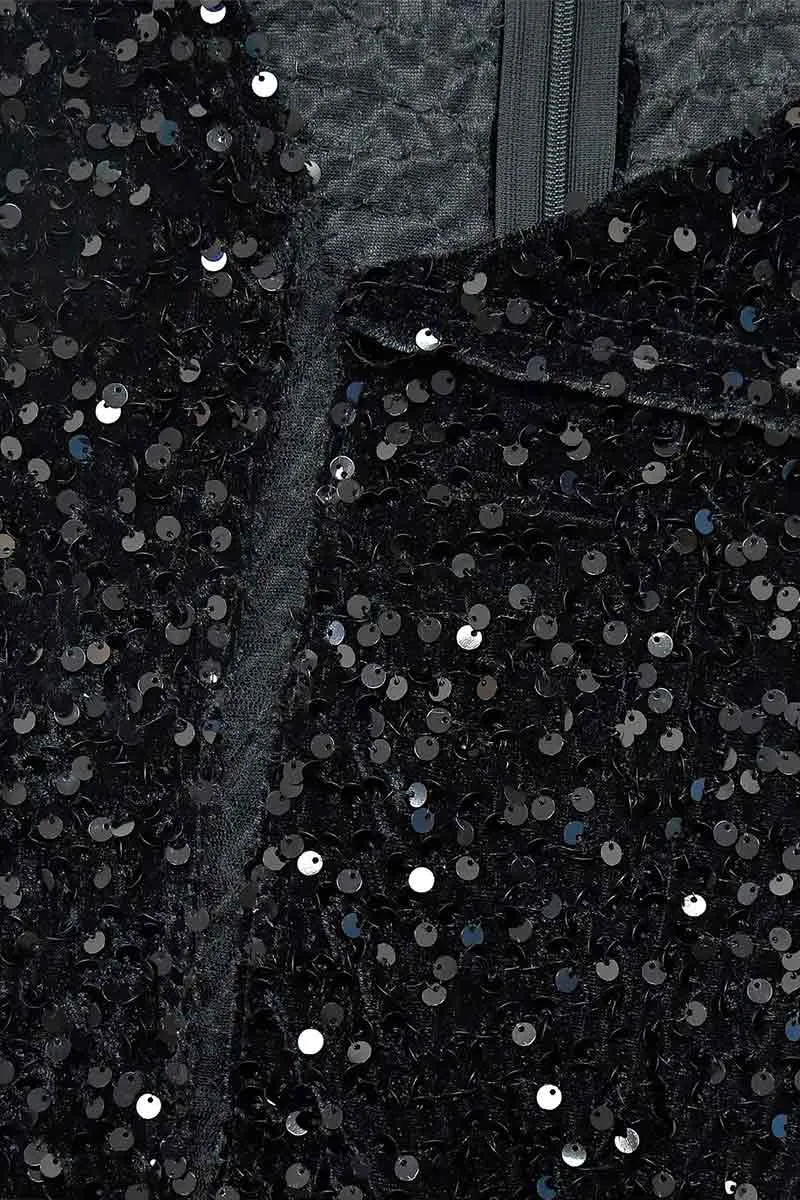 BH671 Sequin Long Sleeve Maxi Dress
