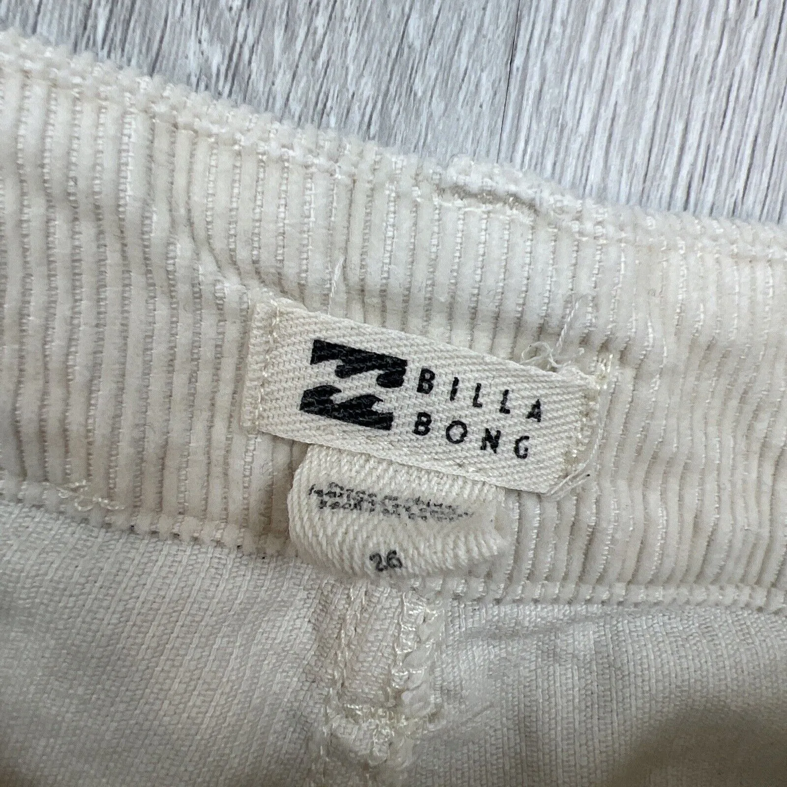 Billabong Womens Off-White Relaxed Loose Fit Corduroy Pants Size 26
