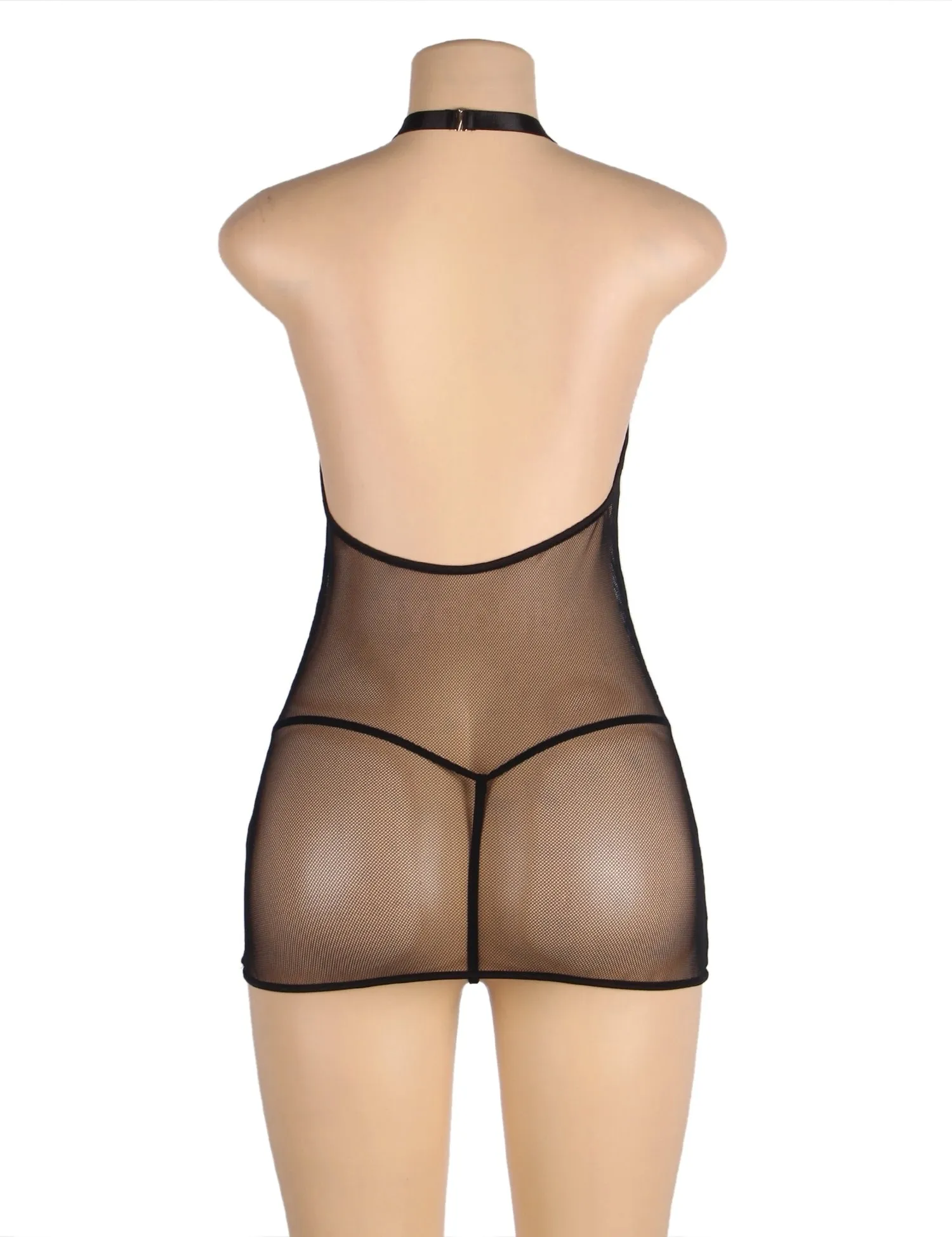 Black Halter Neck Mesh Bondage Sexy Garter Egypt Lingerie