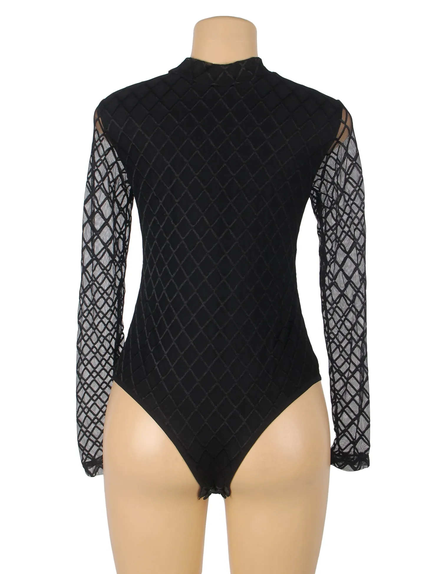 Black High Neck Mesh Minimalist Bodysuit