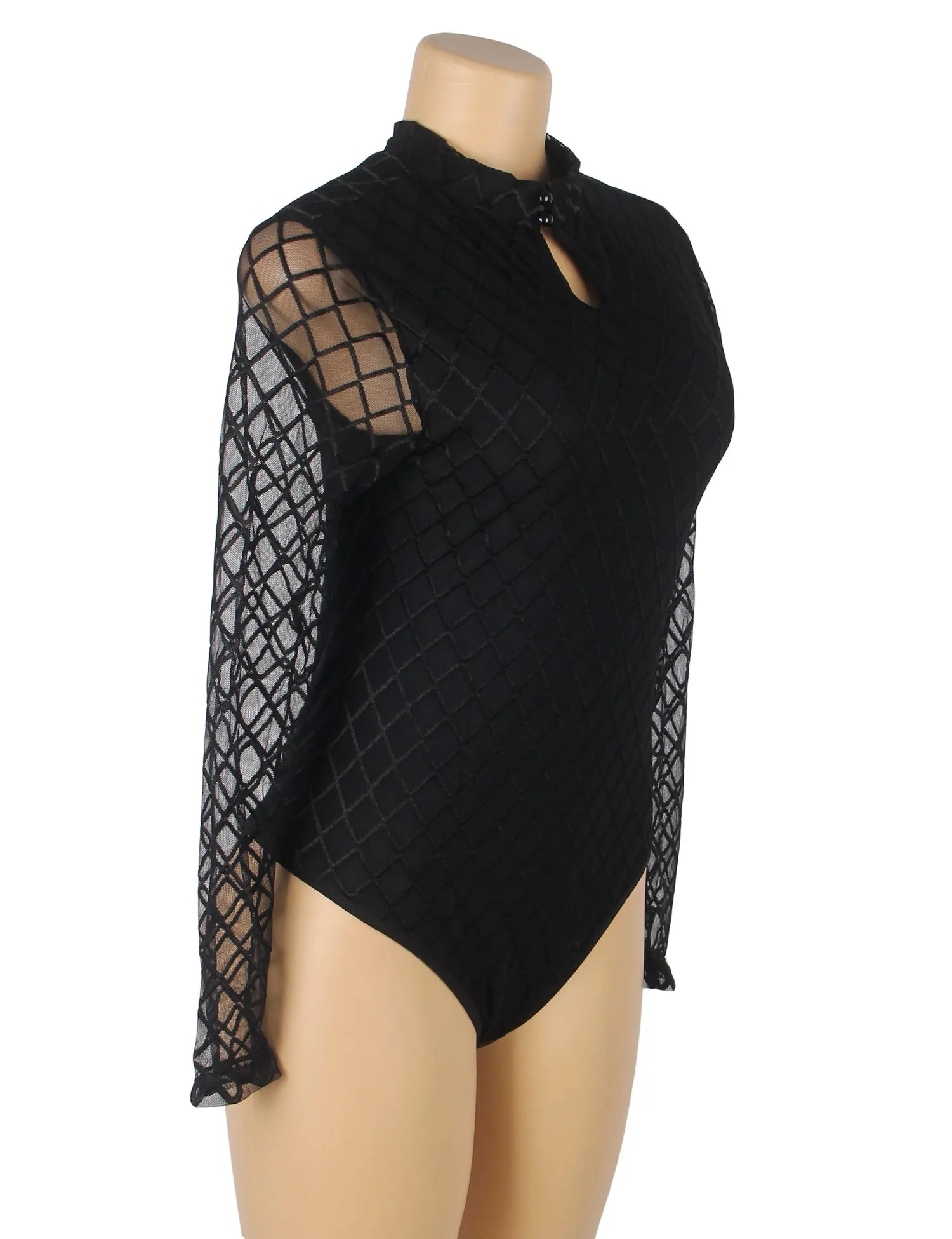 Black High Neck Mesh Minimalist Bodysuit