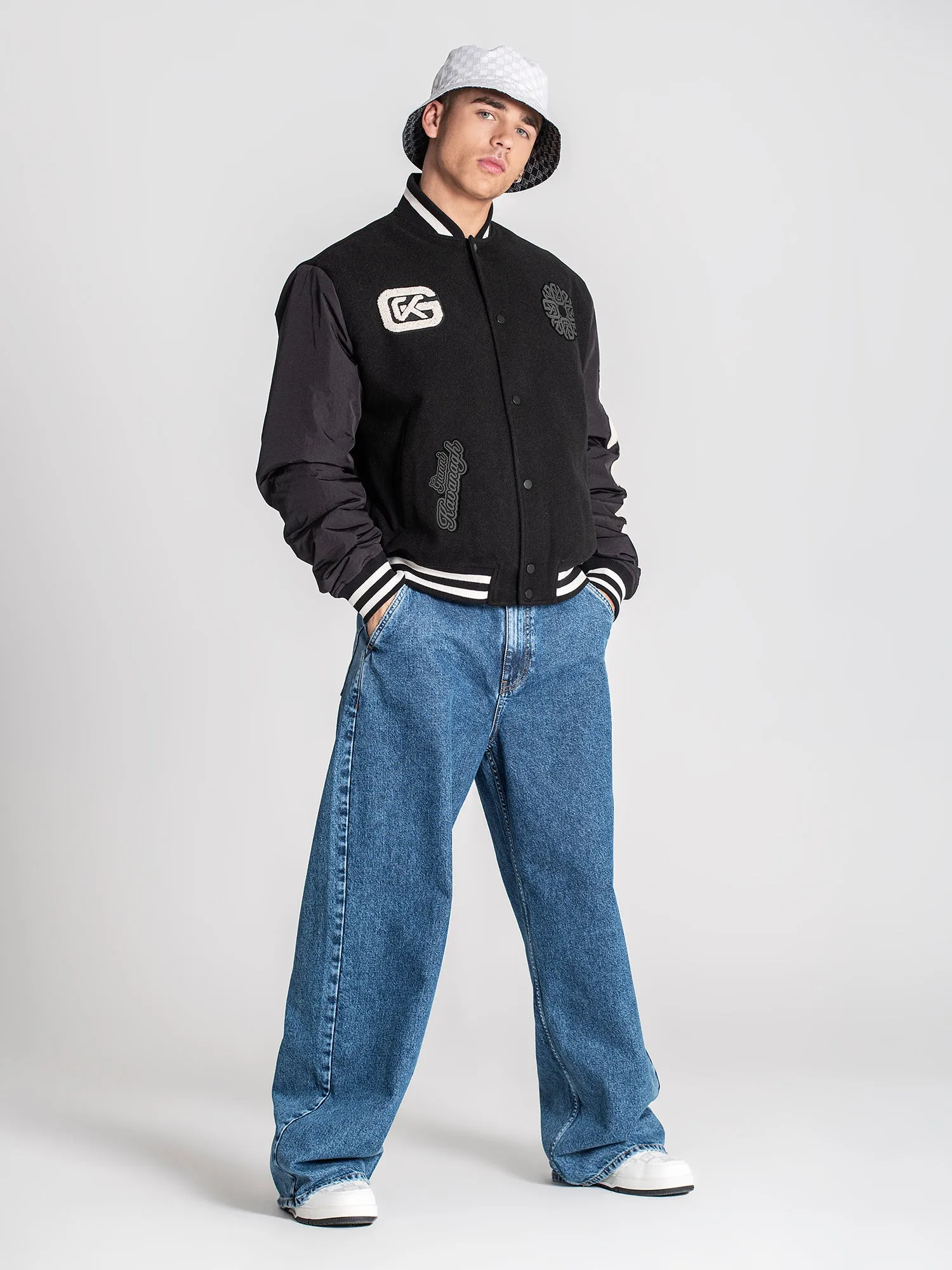 Black Patches Bomber Jacket