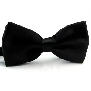 Black Satin Silk Tuxedo Bow Tie
