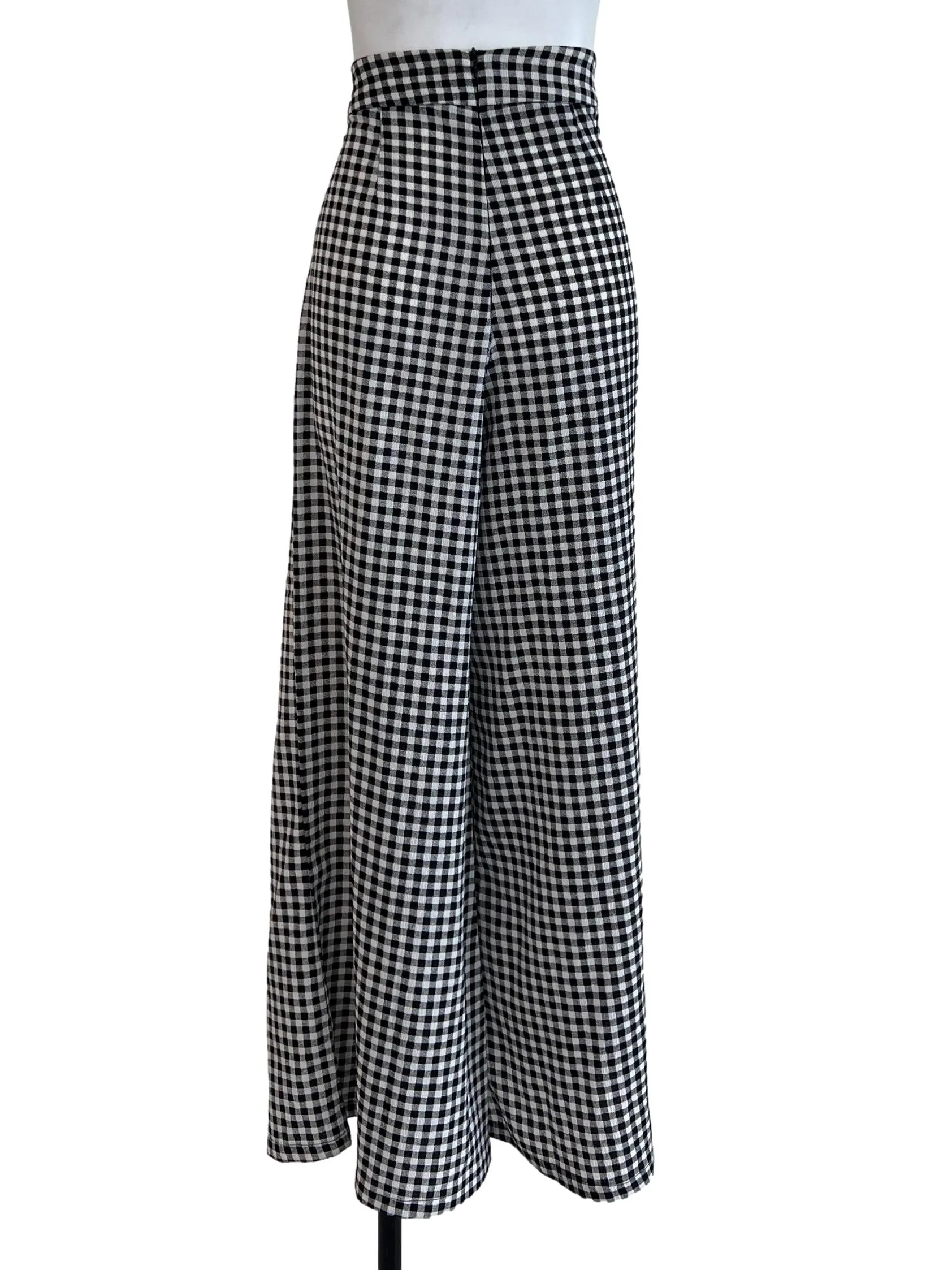 Black White Gingham Slack Pants