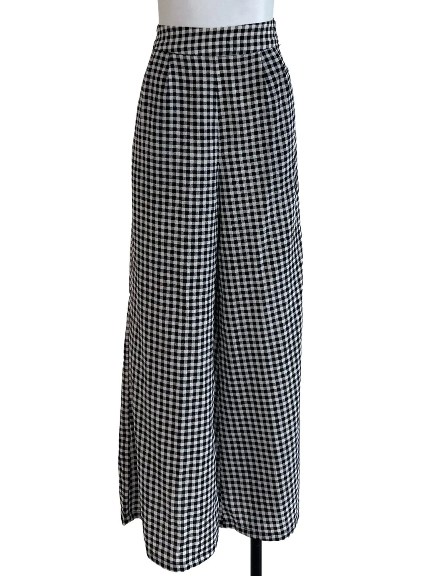 Black White Gingham Slack Pants