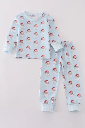 Blue Christmas Santa Claus Unisex Pajamas Set