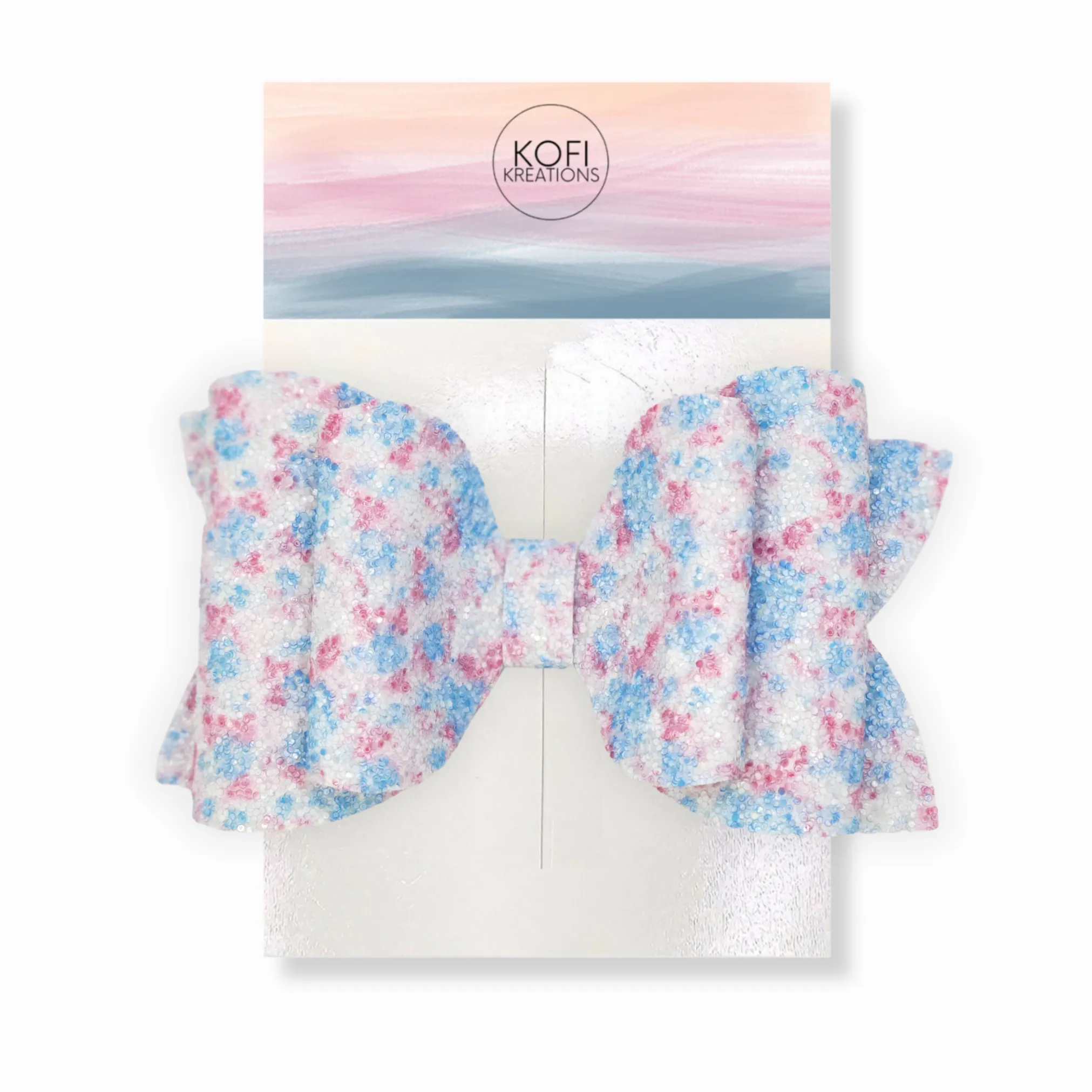 Blue Flower Josie Glitter Hair Bow