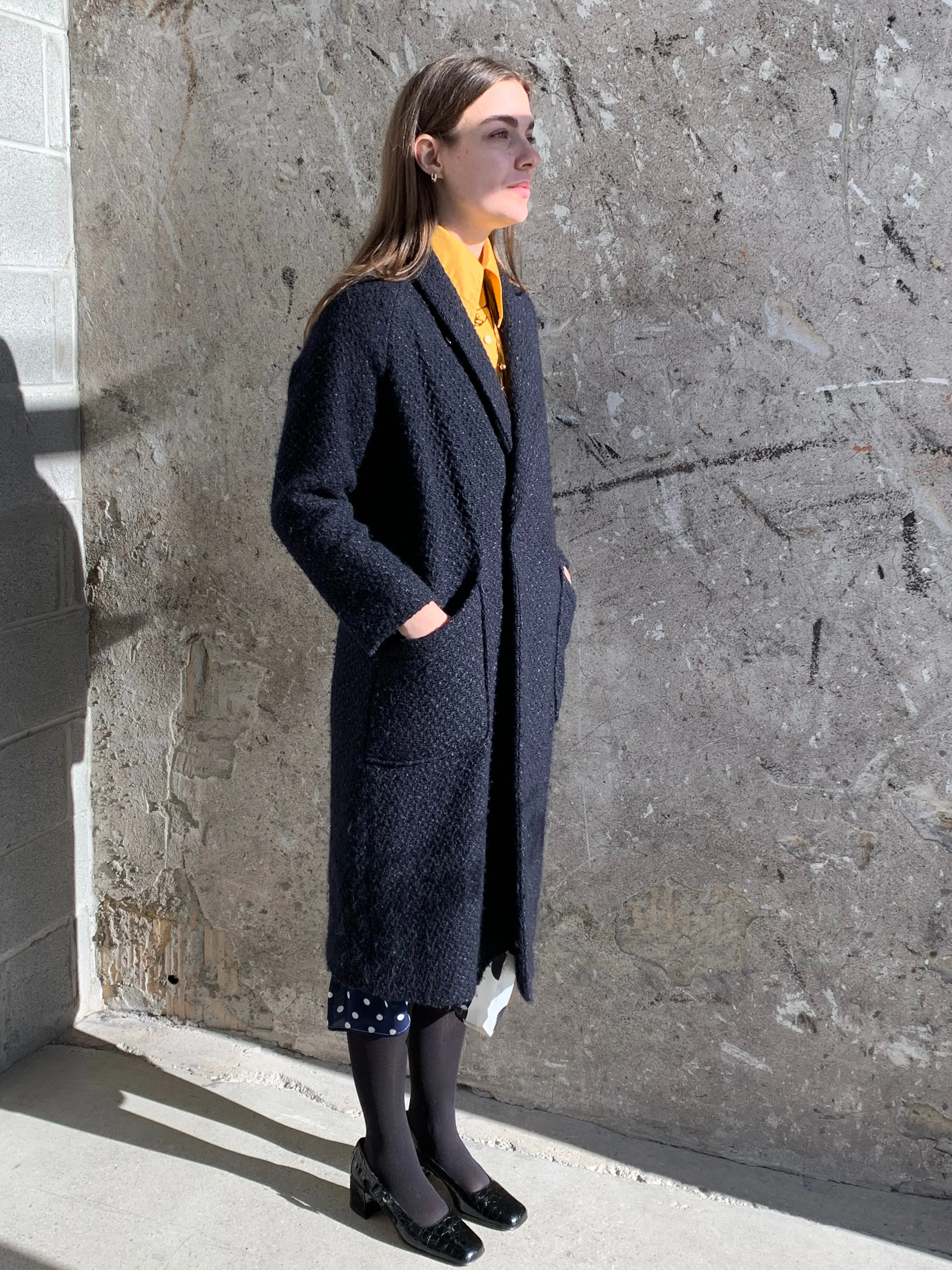 Blue Japan wool overcoat