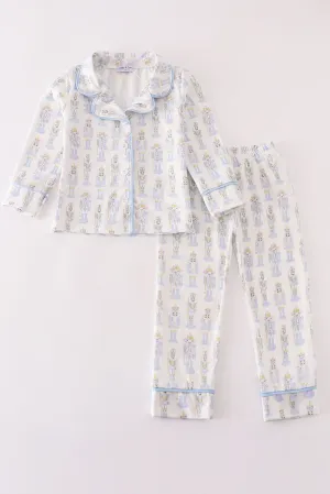 Blue Nutcracker Print Boy Pajamas Set