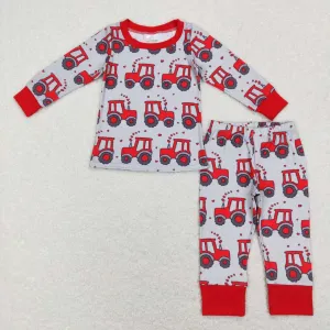 Boy's Baby/Toddler Red Heart Tractor/Farm Valentines Pajamas