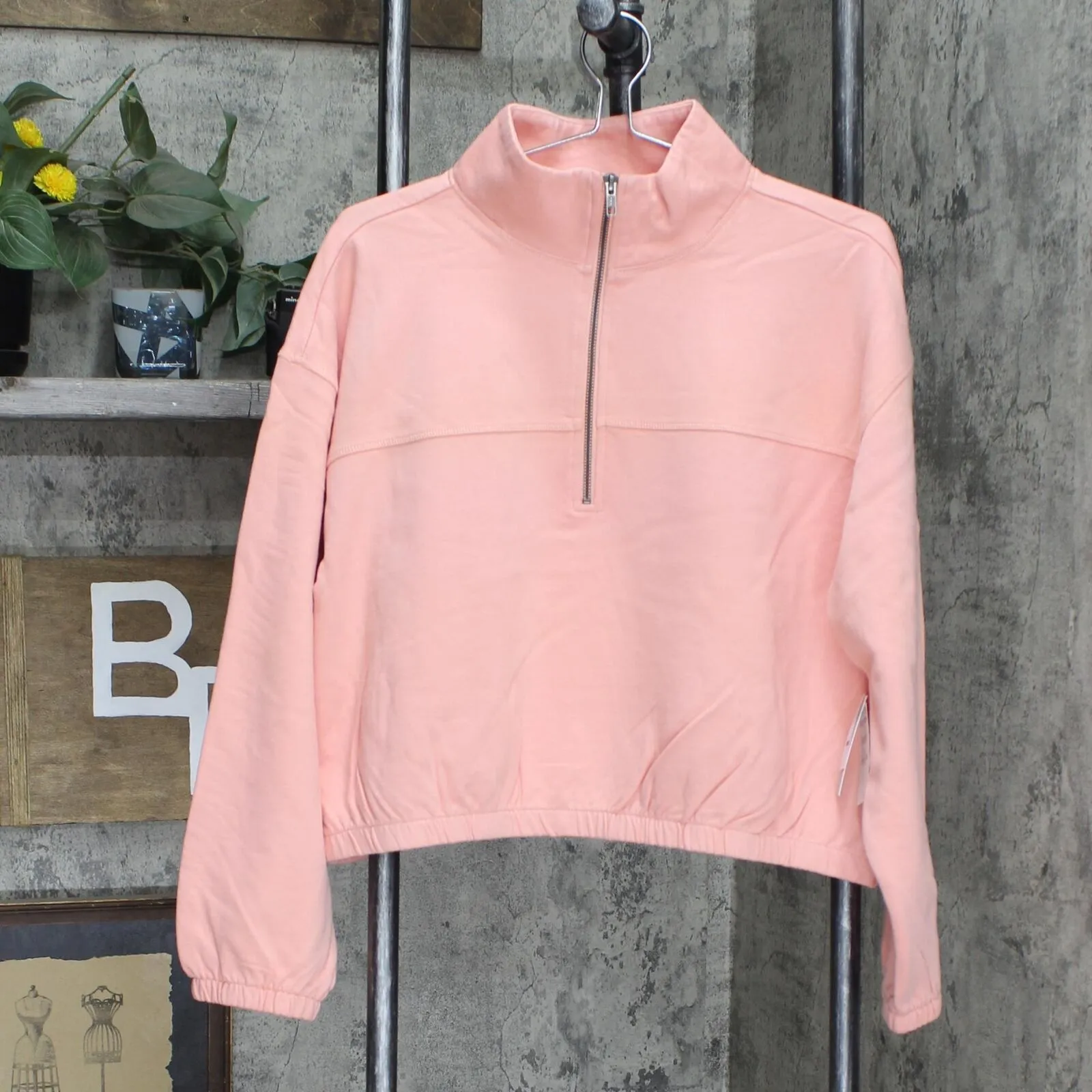 BP. Plus Size Quarter Zip French Terry  Fleece Pullover
