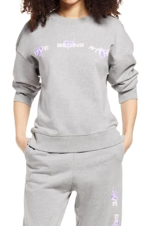 BP. Womens Pullover Graphic French Terry Sweatshirt