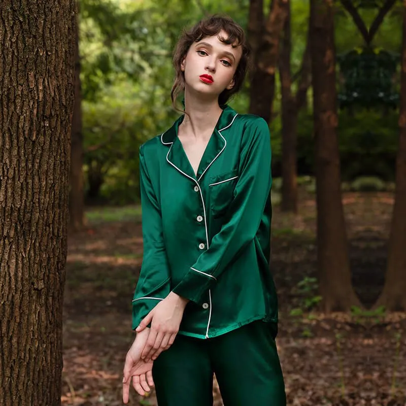 Bright Color Silk Pajamas Set for Women