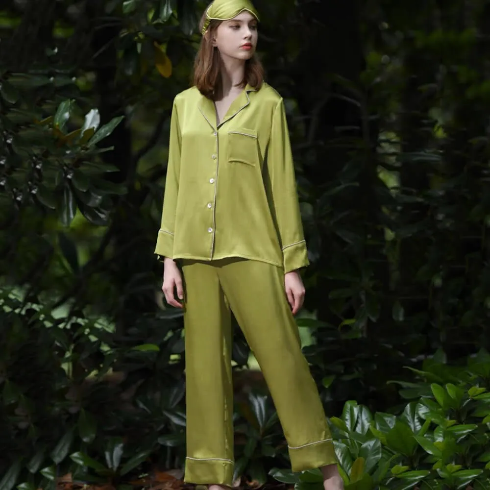 Bright Color Silk Pajamas Set for Women