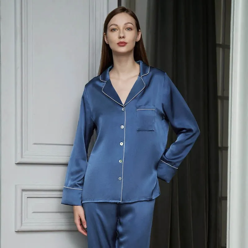 Bright Color Silk Pajamas Set for Women
