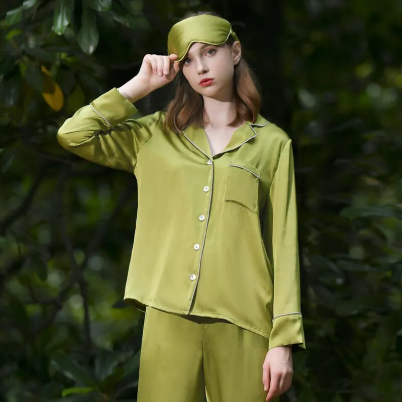 Bright Color Silk Pajamas Set for Women