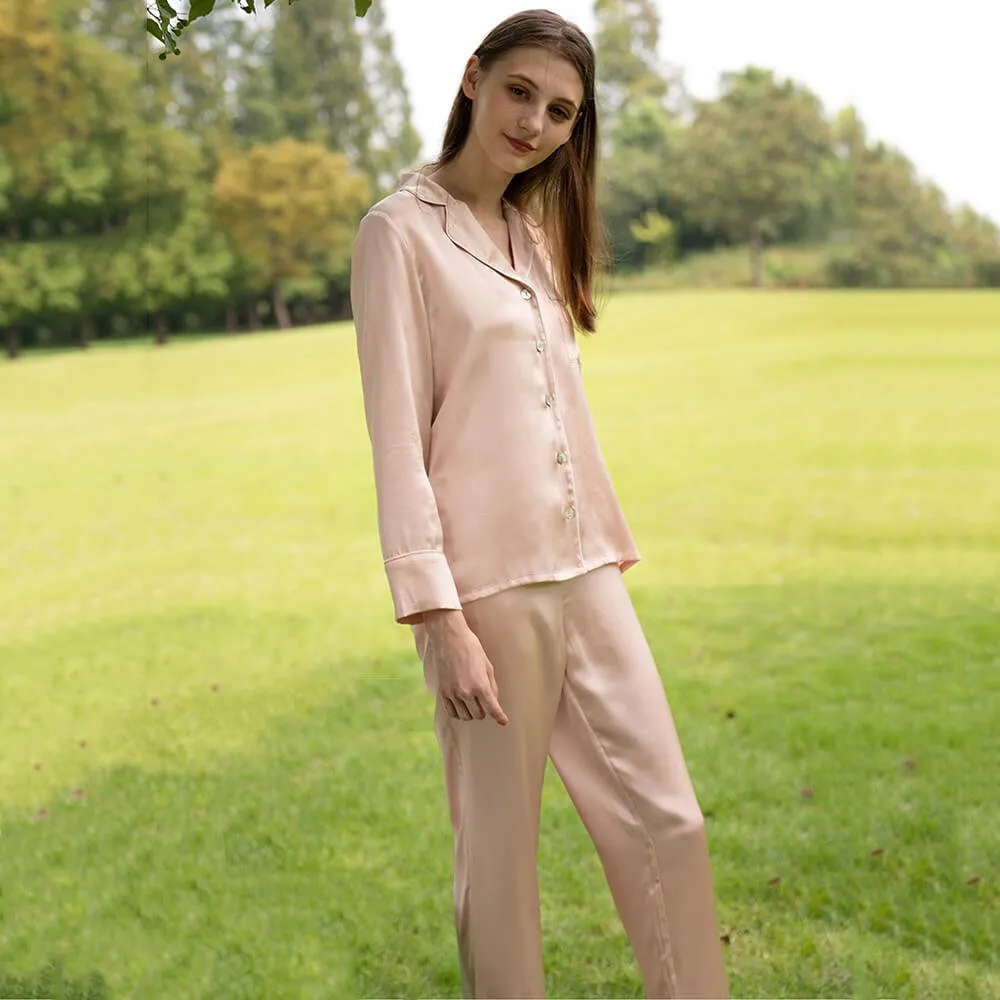 Bright Color Silk Pajamas Set for Women