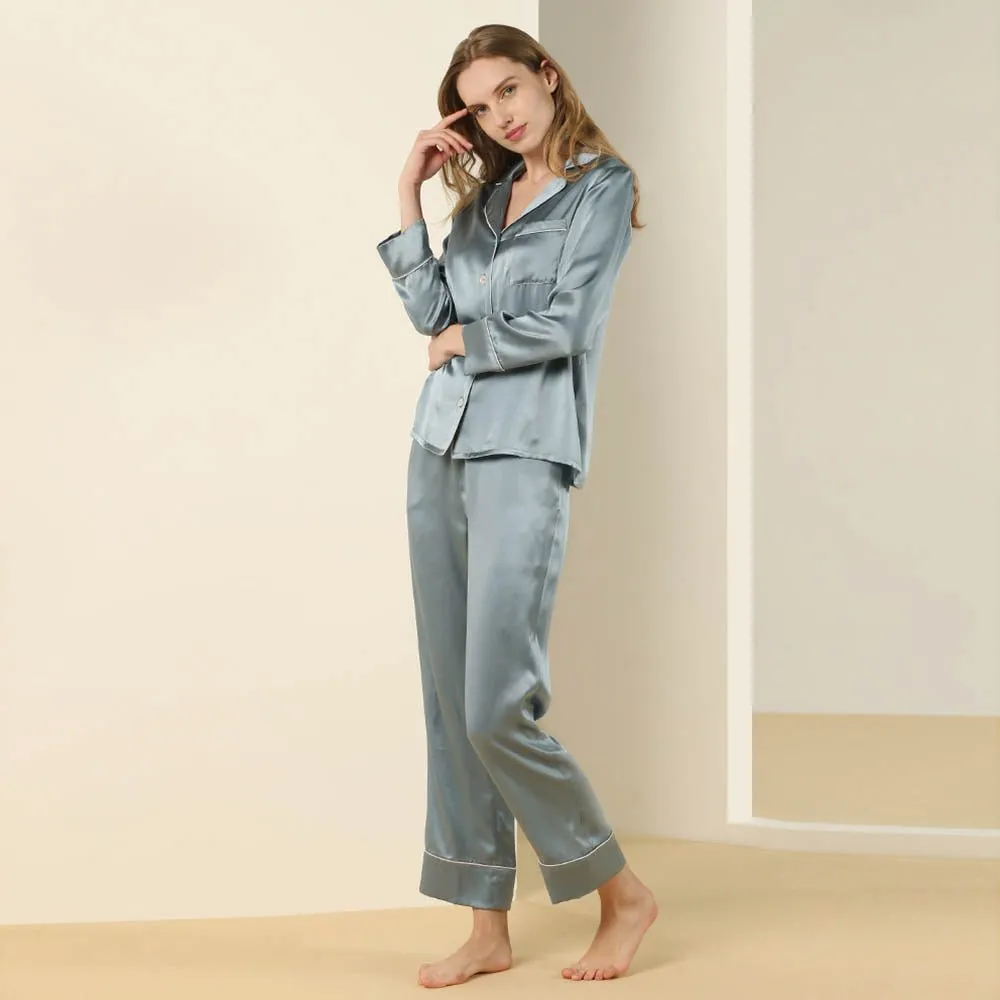 Bright Color Silk Pajamas Set for Women