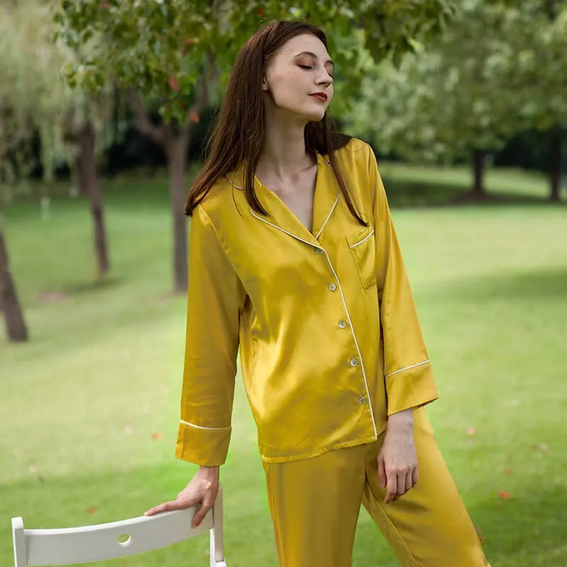 Bright Color Silk Pajamas Set for Women