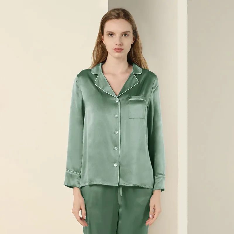 Bright Color Silk Pajamas Set for Women