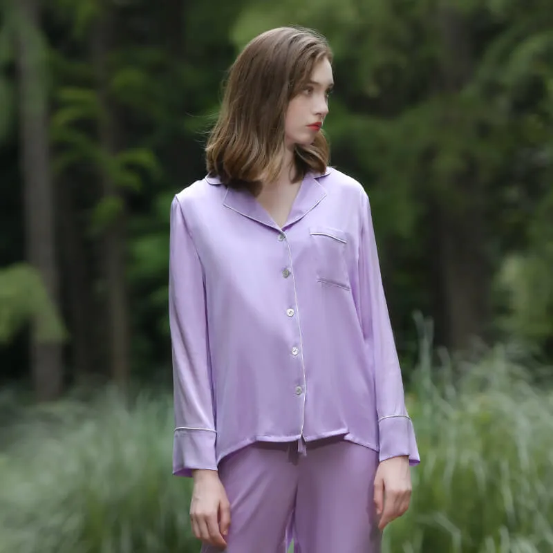 Bright Color Silk Pajamas Set for Women