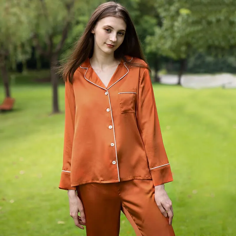Bright Color Silk Pajamas Set for Women