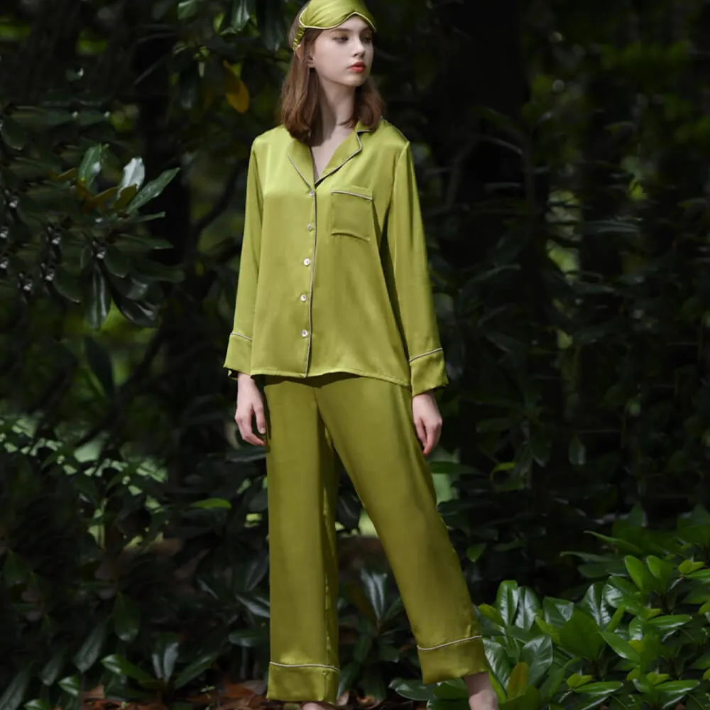 Bright Color Silk Pajamas Set for Women