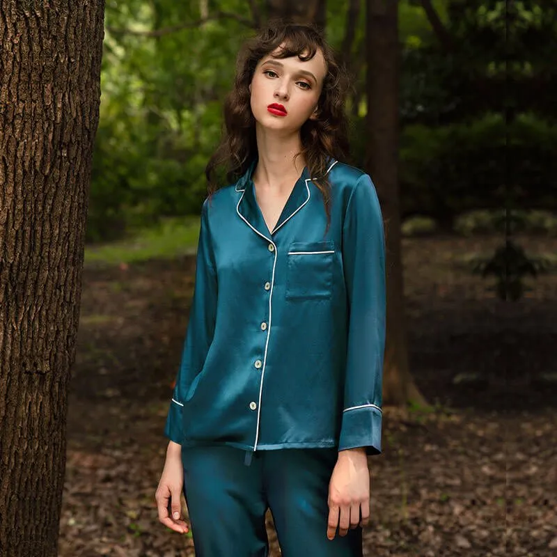 Bright Color Silk Pajamas Set for Women