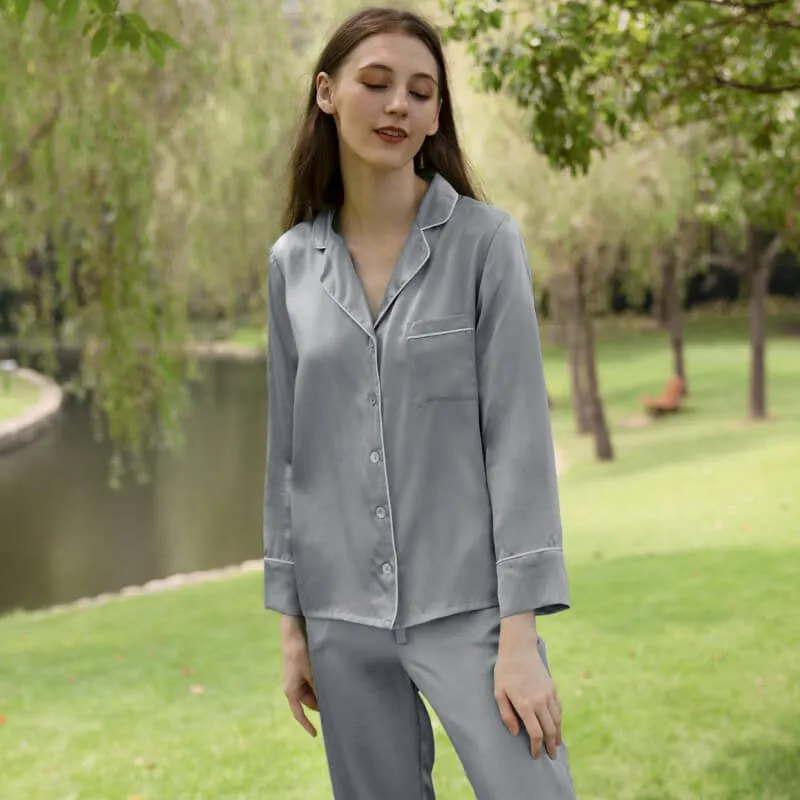 Bright Color Silk Pajamas Set for Women