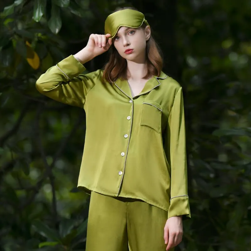 Bright Color Silk Pajamas Set for Women