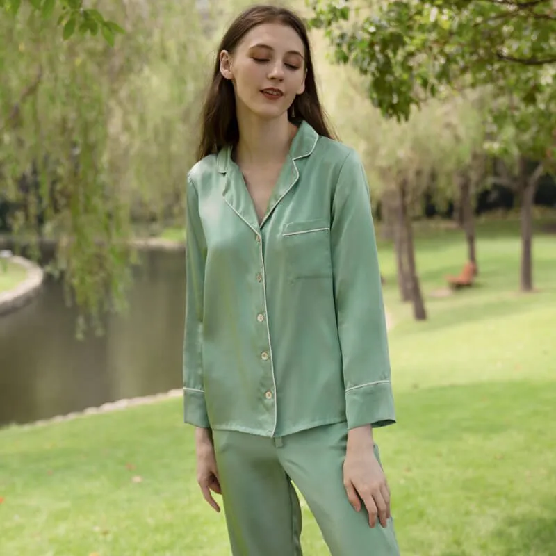 Bright Color Silk Pajamas Set for Women