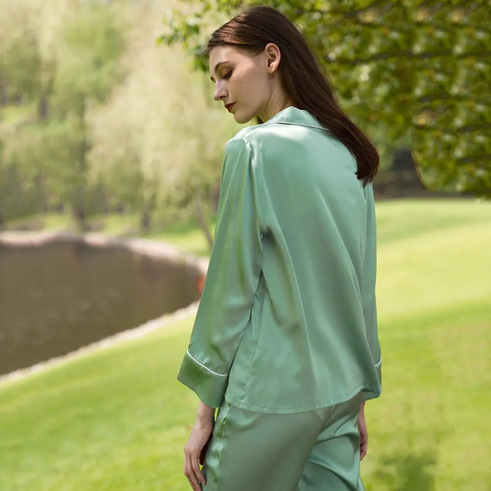Bright Color Silk Pajamas Set for Women