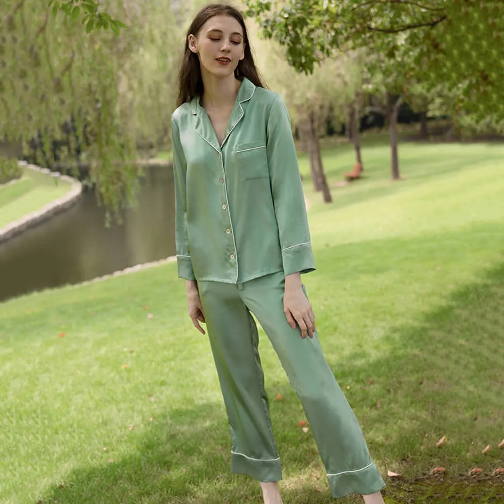 Bright Color Silk Pajamas Set for Women