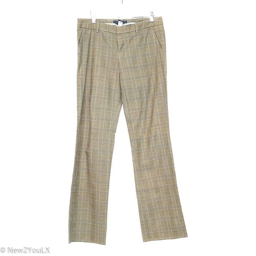 Brown Plaid Straight Leg Slacks (GAP)
