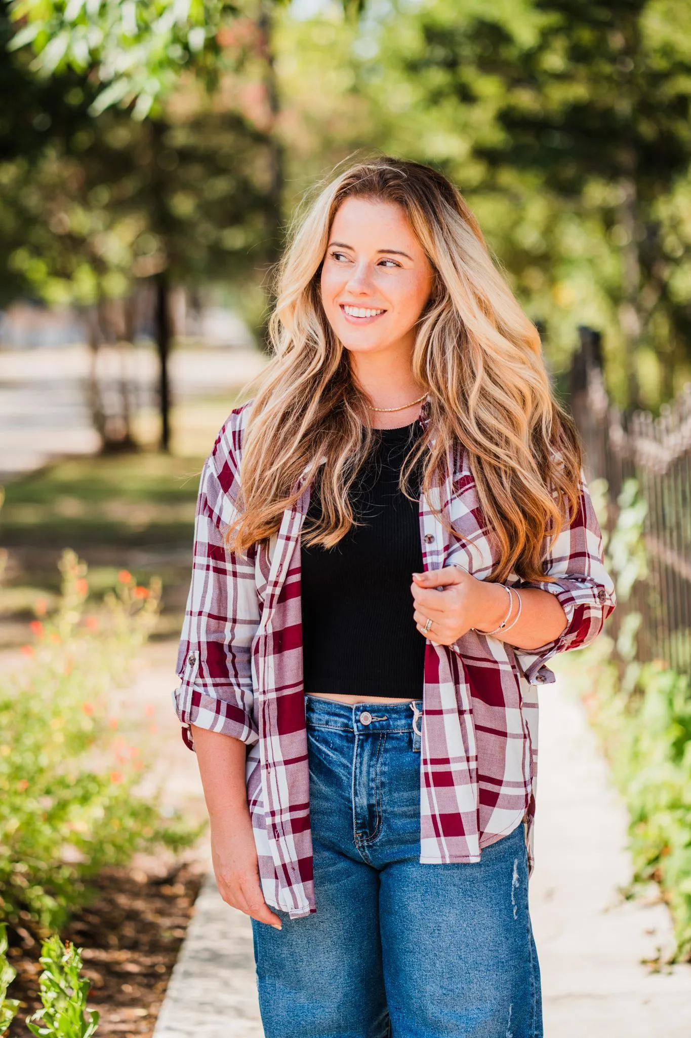 Burgundy and White Lightweight Plaid Button Shirt Pack (1/1/1)
