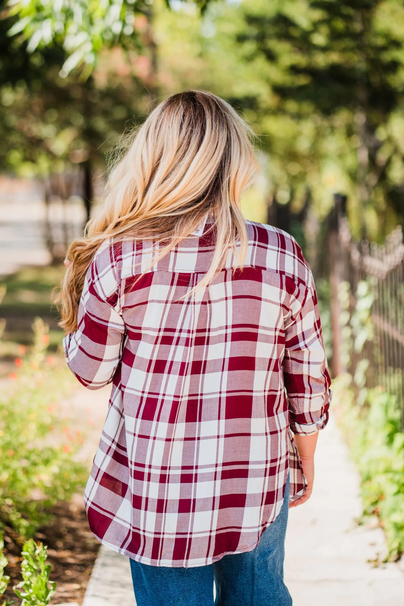 Burgundy and White Lightweight Plaid Button Shirt Pack (1/1/1)