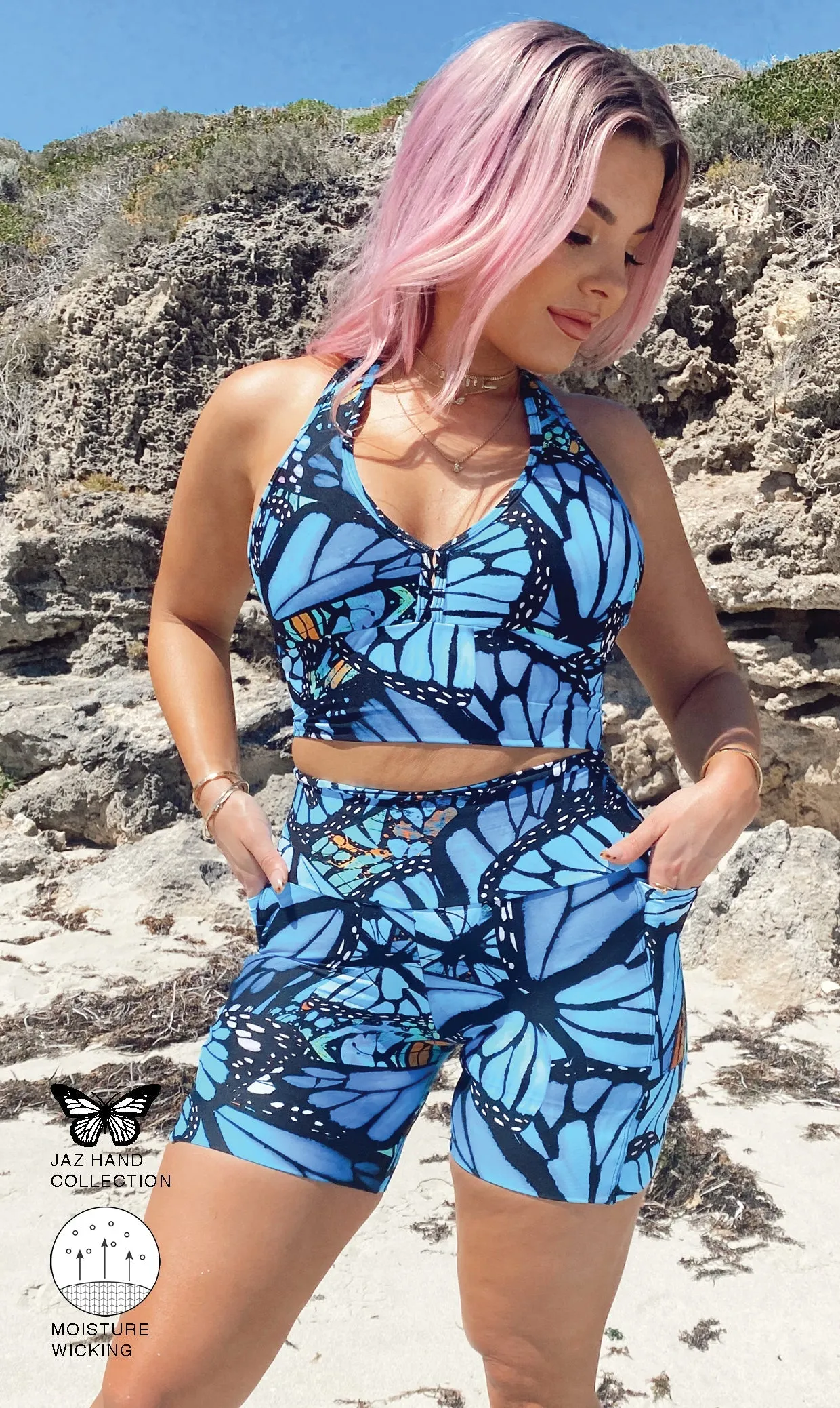 Butterfly Midi Shorts with Pockets