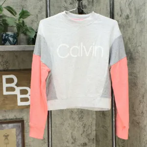 Calvin Klein Performance Women's Colorblock Fleece Sweatshirt Neon Calypso Large