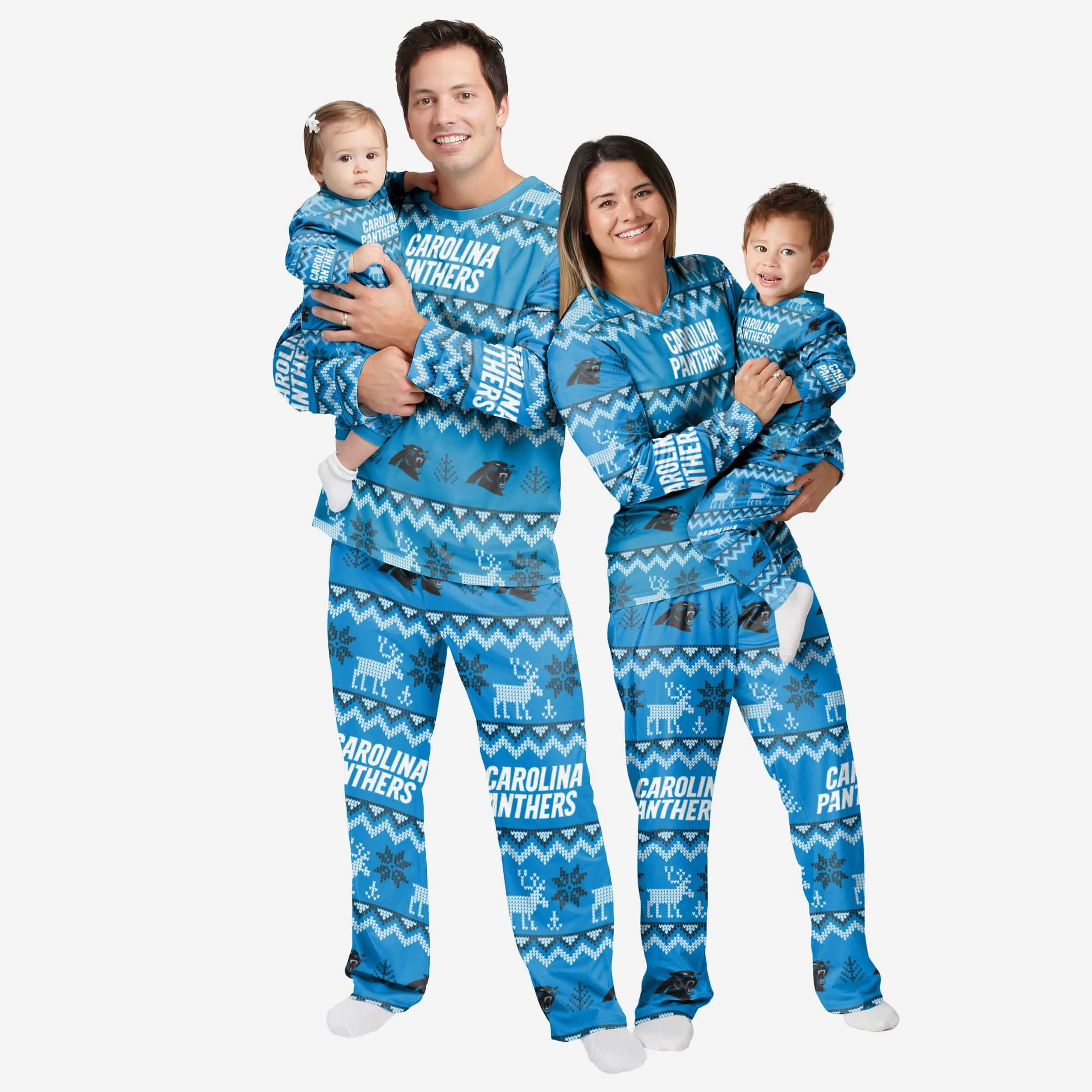 Carolina Panthers Infant Ugly Pattern Family Holiday Pajamas