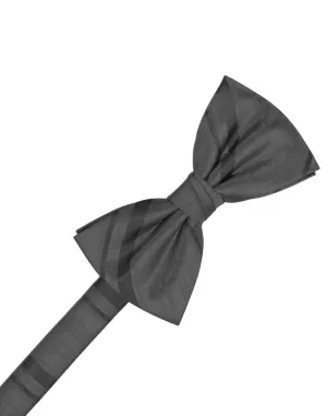 Charcoal Striped Satin Bow Tie