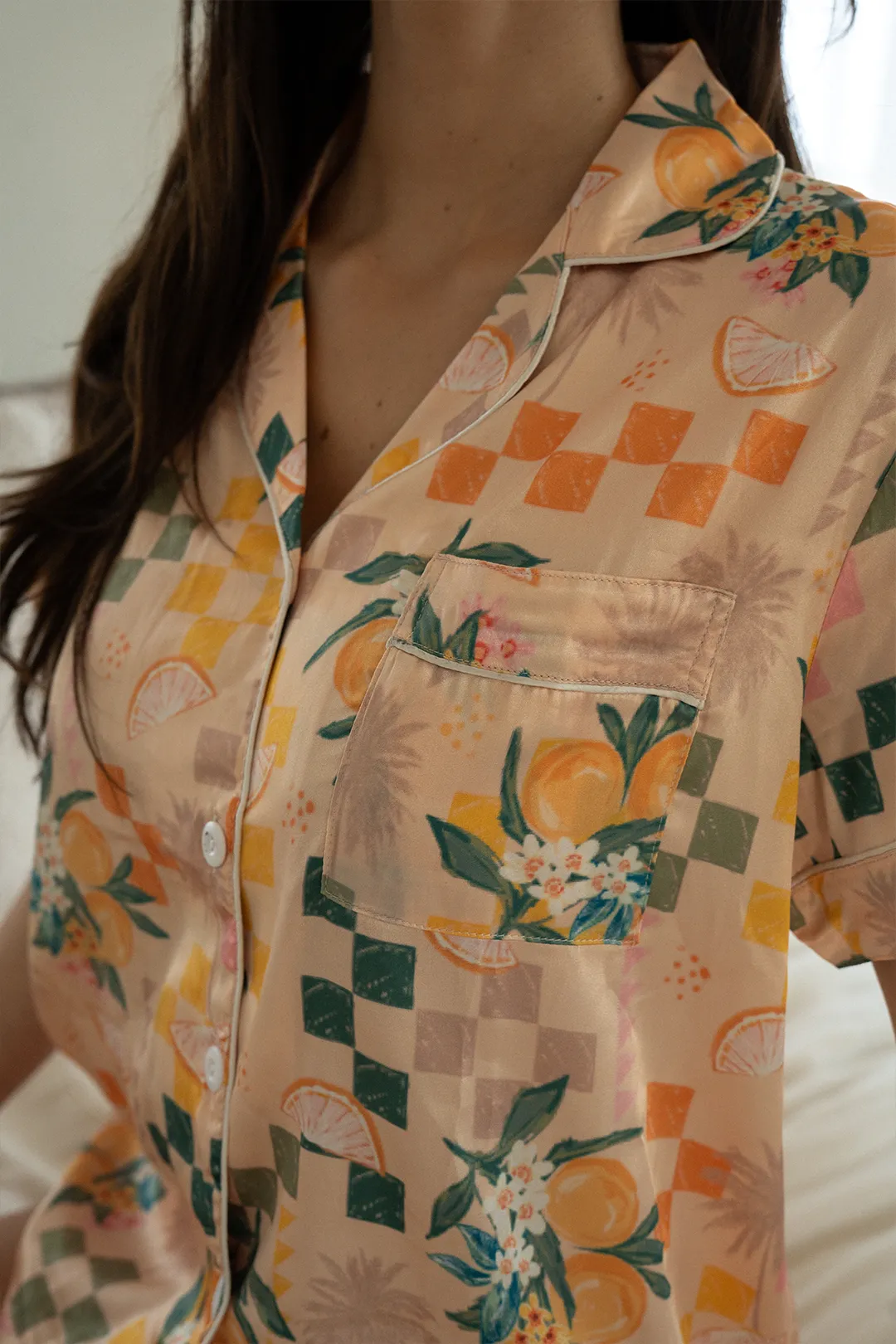 Checkered Picnic Satin Pajamas by Spikes and Seams