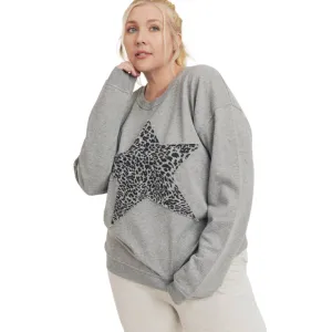 Cheetah Star Terry Sweatshirt - CRVY - Grey